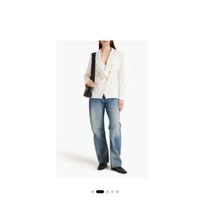 RAG & BONE Women's Natural Preston Double-breasted Wool-blend Crepe Blazer sz 10